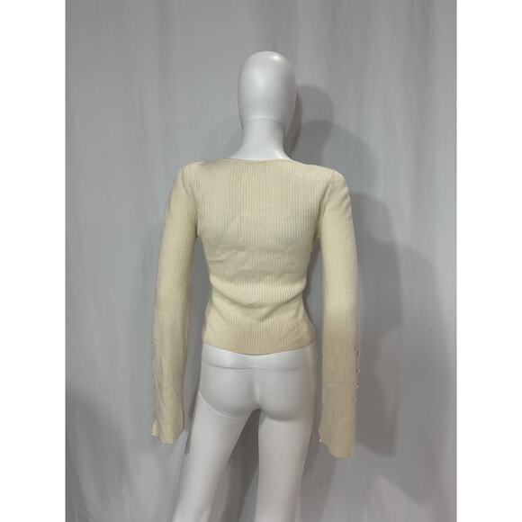Reformation 'Emanuele' White Cashmere Novelty Button Sweater Size S - Picture 3 of 5